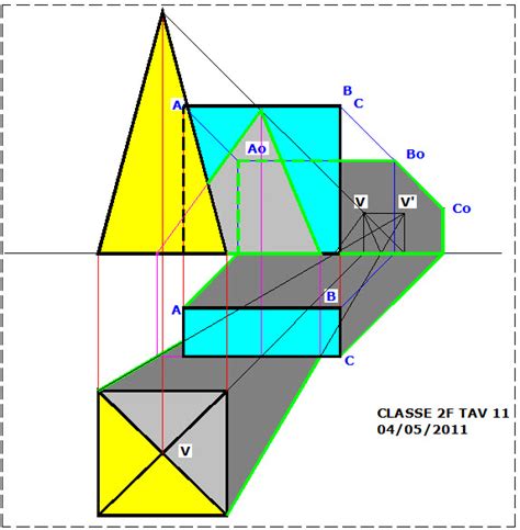 Ombre Di Solidi In Proiezione Ortogonale - Disegno: Ombra piramide e parallelepipedo