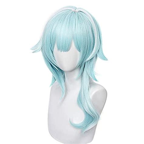 Genshin Impact Eula Lawrence Cosplay Wig Blue And White Gradient Long