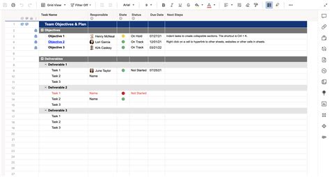 Team Objectives Tracker Template Smartsheet
