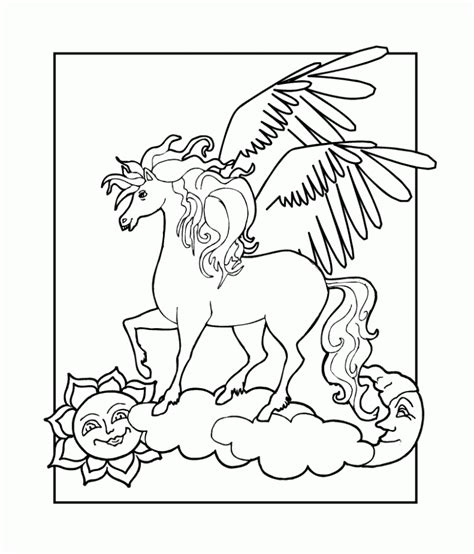 Pegasus Coloring Pages With Moon And Stars Coloring4free