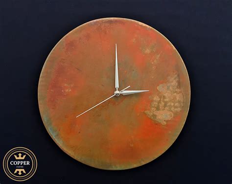 Rusted Pure Copper Wall Clock Minimalist Unique Wall Hung Etsy