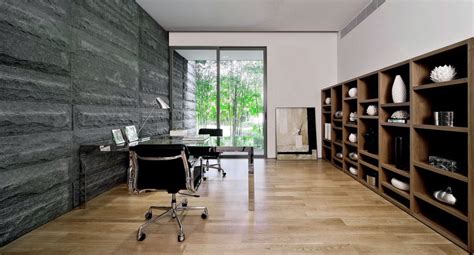 Modern Home Office Interior Stone Wall Interior Design Ideas
