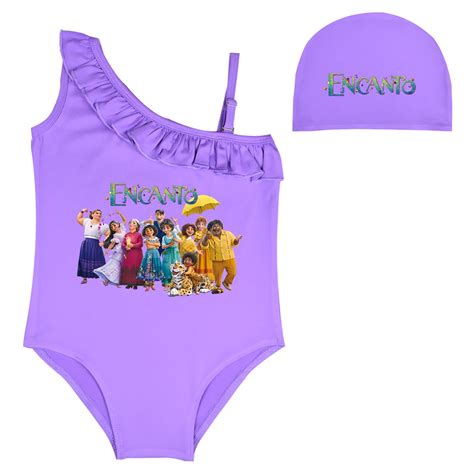 Encanto Mirabel Kids One Piece Swimsuit Girls Swimwear Off Shoulder One
