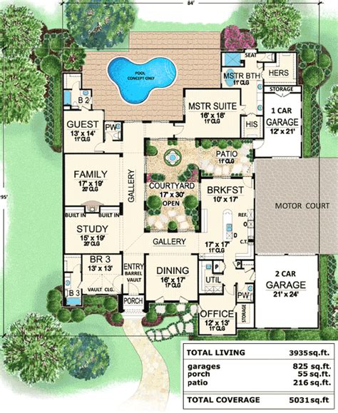 Plan Central Courtyard Dream Home Jhmrad 149139
