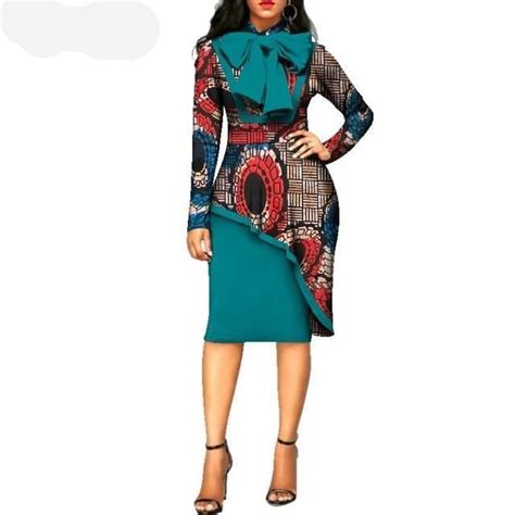 Julux Long Sleeve Cotton African Print Sheath Long Sleeve Dress Latest African Fashion Dresses