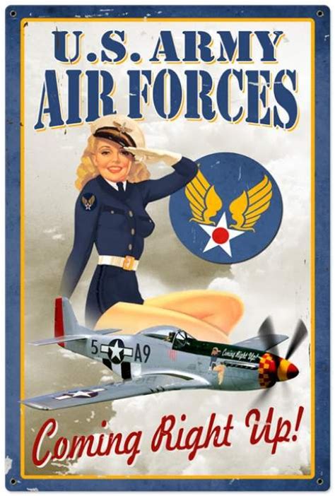 Retro Air Force Pinup Pin Up Girl Metal Sign 24 X 36 Inches