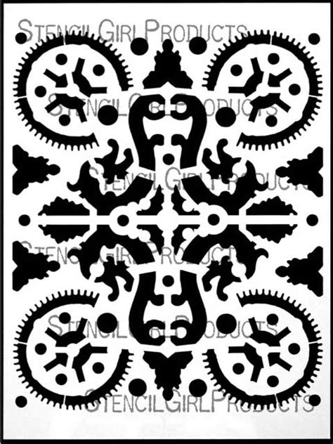 Steampunk Cogs Corners 2 Stencil Choose Size And Thickness Up To Small