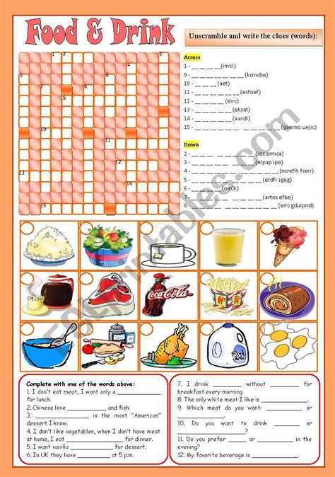 Food Drink Activities Editable Esl Worksheet By Zailda Hot Sex Picture