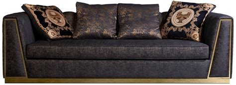 Casa Padrino Luxury Living Room Sofa With Decorative Pillows Black