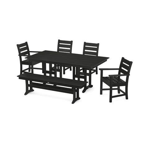 Reviews For Polywood Grant Park Black 6 Piece Plastic Outdoor Dining