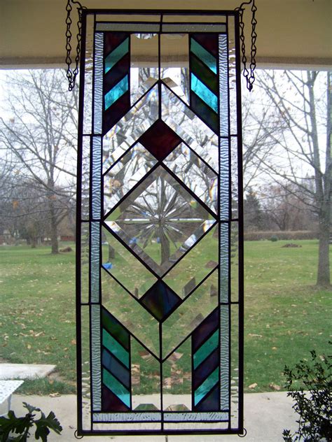 Starburst Bevel Rectangular Stained Glass Panel Stained Glass Bevels Faux Stained Glass