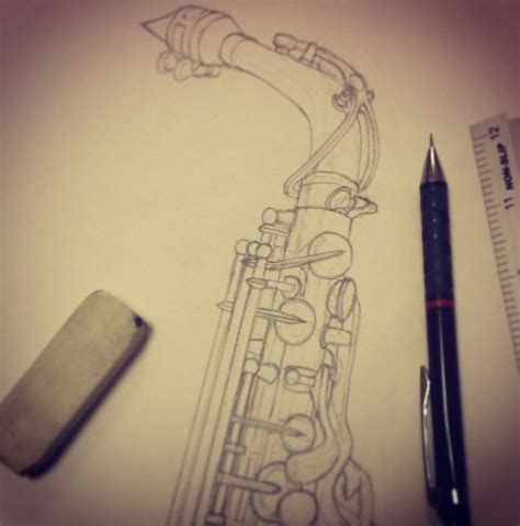 saxophone pencil drawing at explore collection of saxophone pencil drawing