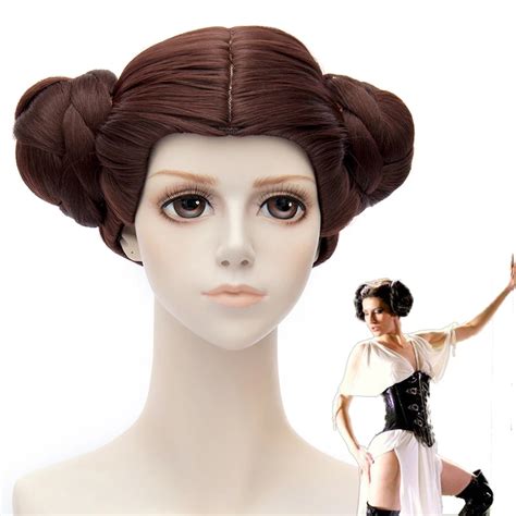 Star Wars Princess Leia Organa Solo Brown Cosplay Wigs Party Hair With Bun On Aliexpress Com