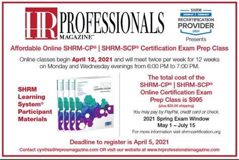 Register For Shrm Cp Shrm Scp Certification Exam Prep Class April