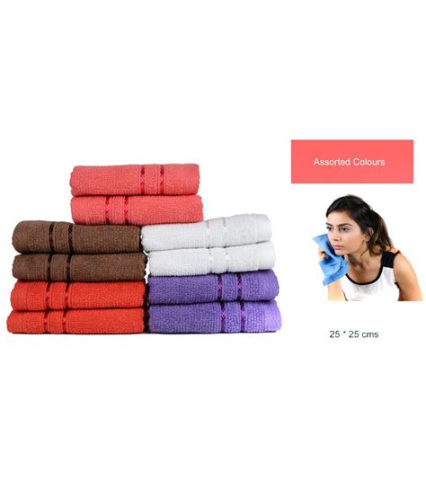 Towel Town Set Of 10 Cotton Face Towel Handkerchief Size Multicolor