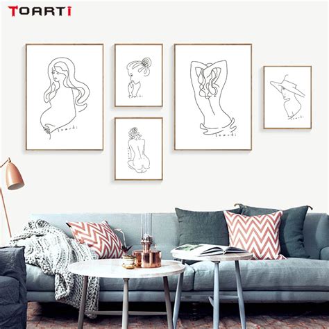 Buy Modern Sexy Woman Body Wall Art Painting Abstract Minimalist Line Drawing