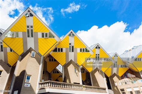 Yellow Cubic Houses In Rotterdam Netherlands High Res Stock Photo