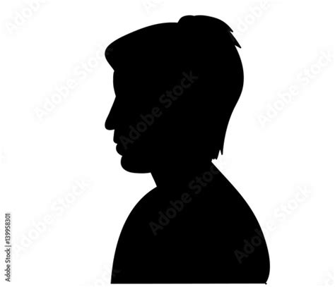 Vector Isolated Silhouette Portrait Of A Woman With Short Hair Stock