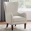 Serta Wingback Accent Arm Chair, 225 lbs, Beige Fabric Upholstery ...
