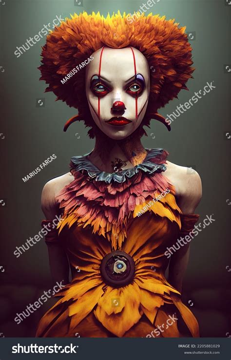 Portrait Beautiful Clown Girl 3d Illustration Stock Illustration