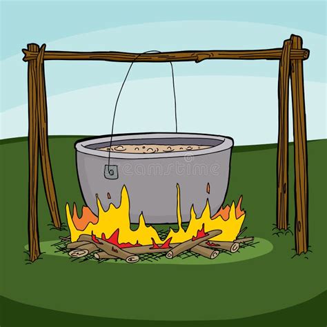 Cooking Soup In Campfire Stock Illustration Image