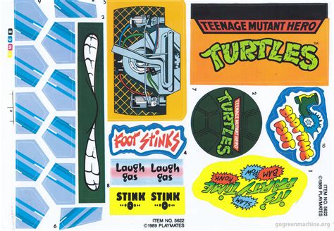 Vintage Playmates Tmnt Technodrome Stickers Decals Reproductions Sheet