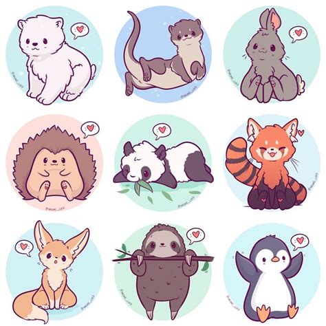Kawaii Animals Stickers Owl Snow Leopard Shiba Fox Husky Etsy In 2020