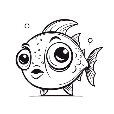 Cute Cartoon Fish Coloring Page Outline Sketch Drawing Vector Cartoon
