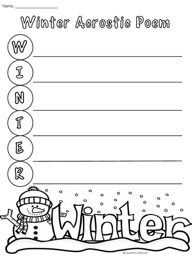 Winter Acrostic Poem Template Creative Writing Activity Back To