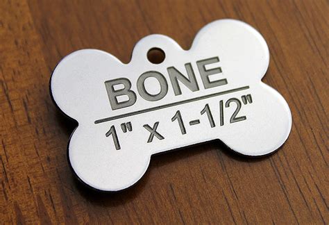 Deep Engraved Stainless Steel Pet Id Tag Bone 1 X 1 12