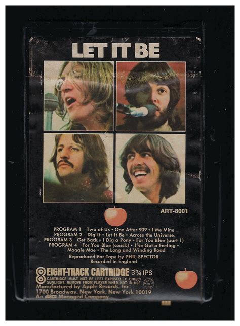 The Beatles Let It Be 1970 Apple A23 8 Track Tape