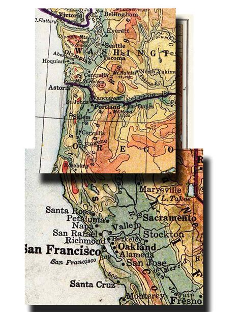Physical And Political Map Of Pacific Coast States Unique Etsy