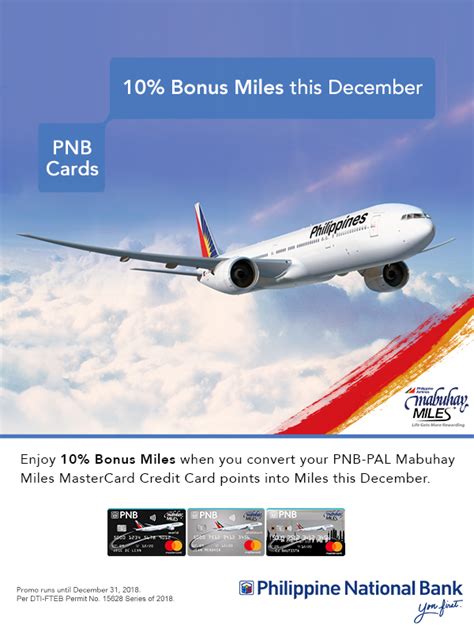 What's more, you get additional 10,000 mabuhay miles when you spend 100,000 php with philippine airlines within one year from card issuance. PNB Credit Cards Home