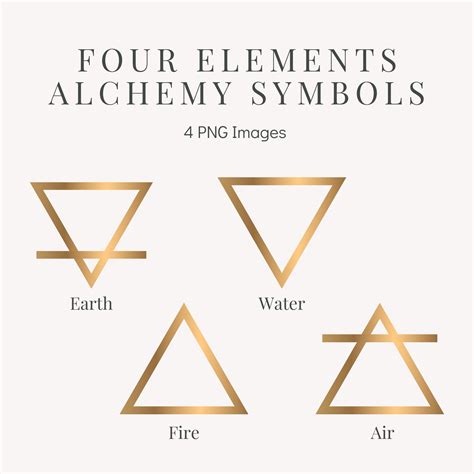 Gold Vier Elemente Alchemie Symbole Png Symbole Etsyde