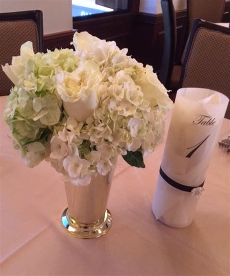 White Hydrangeas And White Roses Centerpiece Vip Floral Las Vegas
