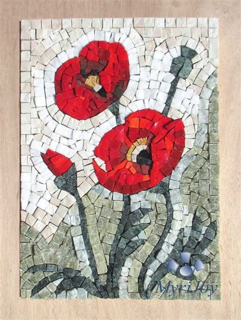 Mosaic Kit Diy Poppies Stained Glass Mosaic Tiles Mosaics Etsy