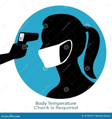 Simple Flat Illustration Showing Body Temperature Check Sign Stock