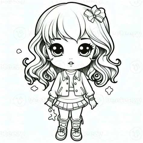 Anime Girl Coloring Pages 26672935 Stock Photo At Vecteezy