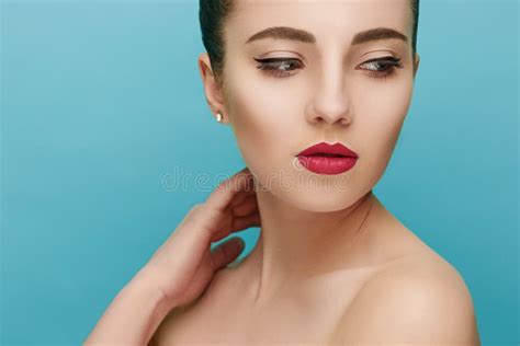 Beautiful Woman Face Perfect Makeup Beauty Fashion Stock Photo