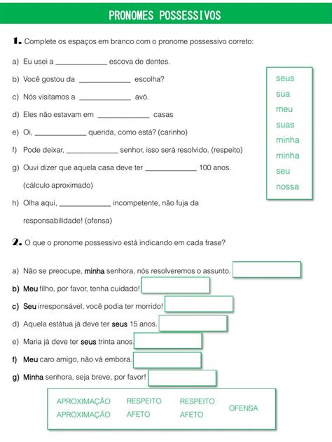 Pronomes Possessivos Interactive Worksheet For Elementary You Can Do The Exercises Online Or