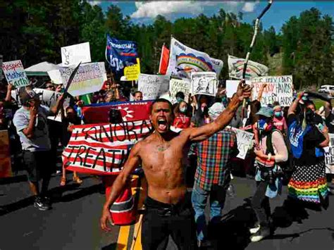 Native American Protesters Blocked The Road Leading Up To Mount