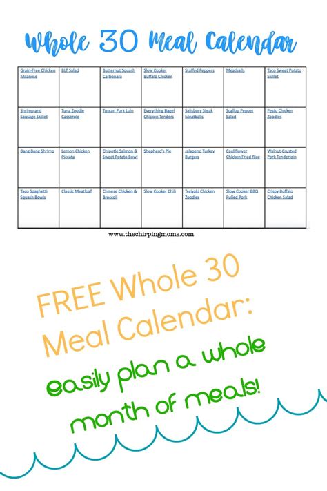 Monthly Meal Plan 30 Days Of Whole 30 Meal Ideas And Recipes The