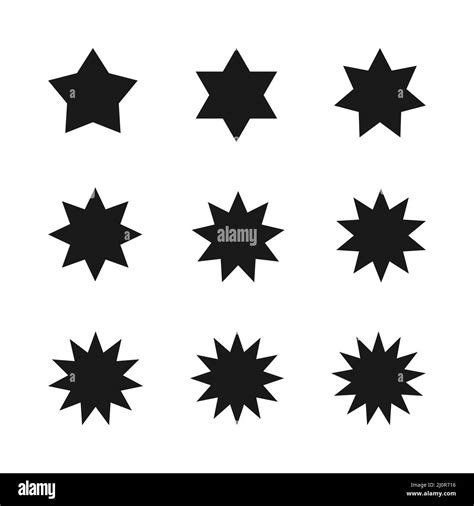 Set Of Black Starburst Icons On White Background Stock Vector Image