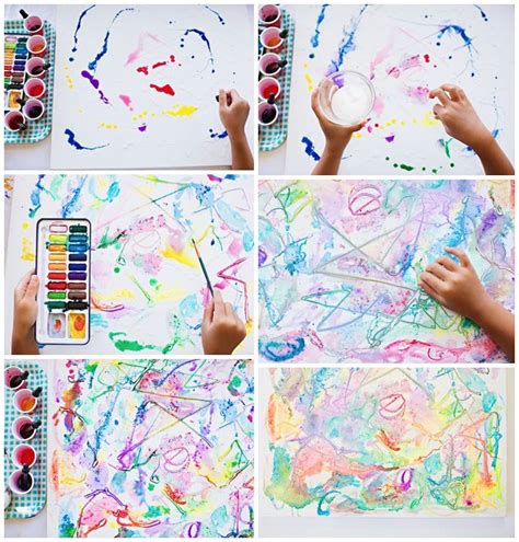 Watercolor Salt And Glue Painting With Kids Kids Watercolor Glue