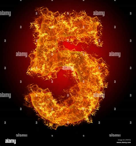 Fire Number 5 On A Black Background Stock Photo Alamy