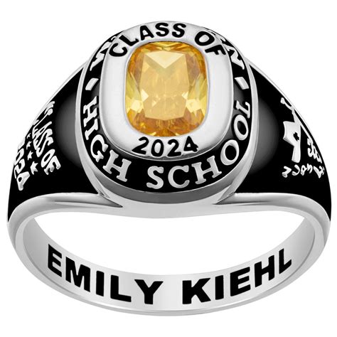 Freestyle Womens Classic Cushion Birthstone Class Ring Personalized
