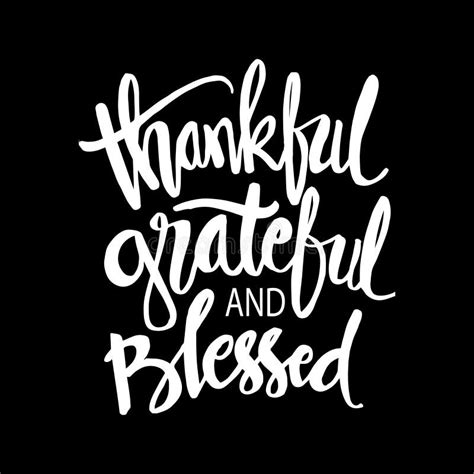 Thankful Grateful And Blessed Lettering Stock Illustration