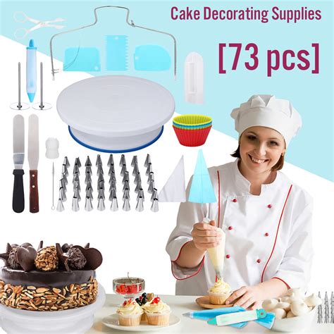 Pcs Set Cake Decorating Tools Baking Supplies Kit Rotating Turntable
