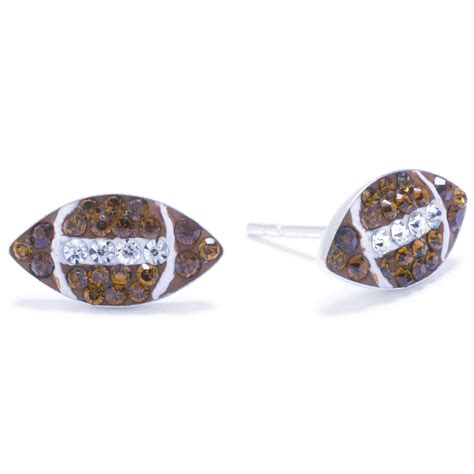 Marisol And Poppy Fine Sterling Silver Pave Crystal Football Stud