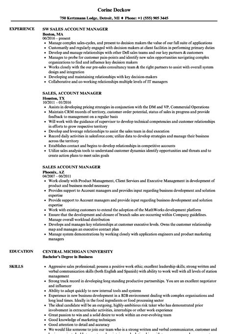 Maybe you would like to learn more about one of these? Sales Account Manager Resume Samples | Velvet Jobs